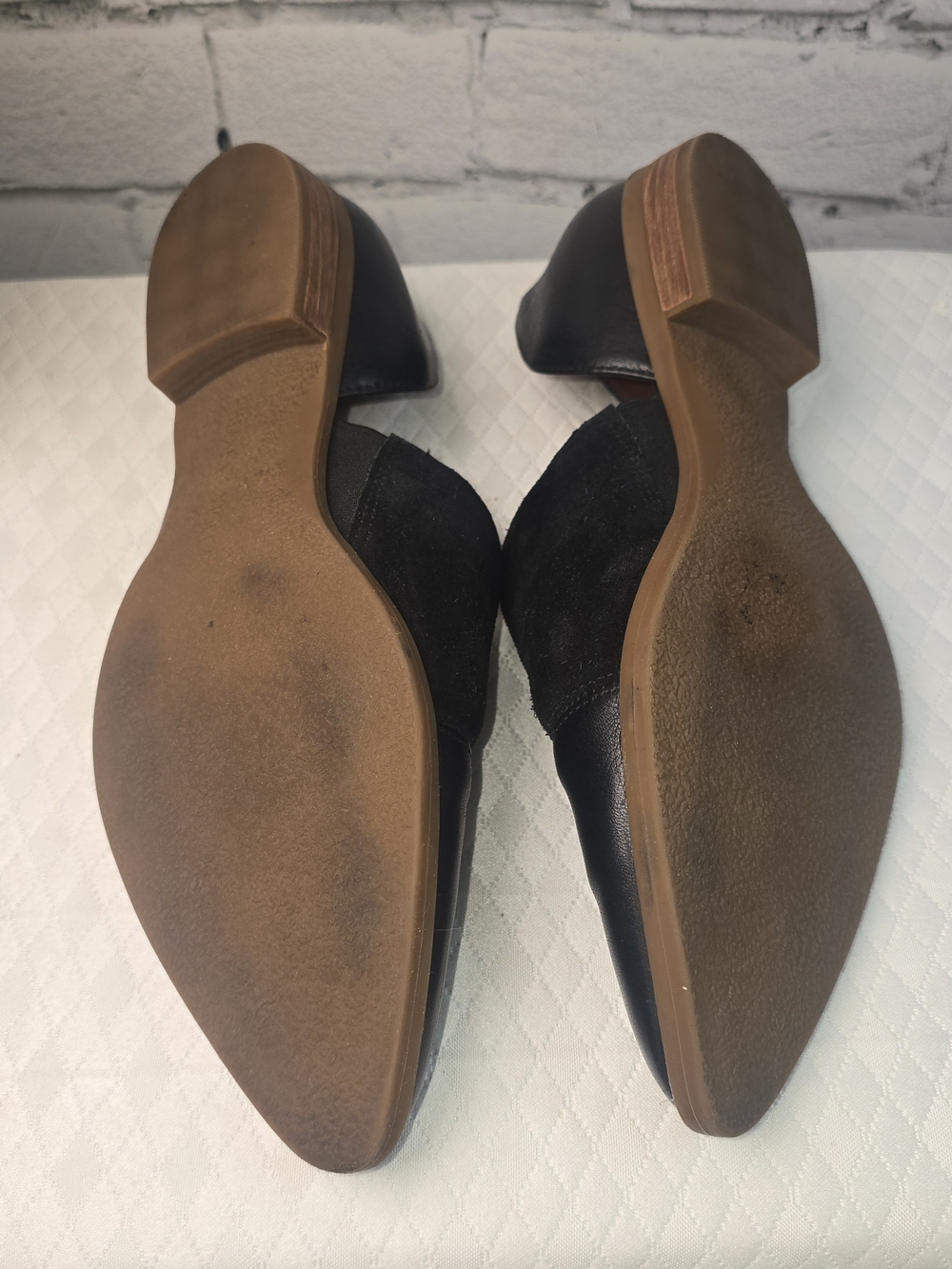CHELSEA & VIOLET BLACK LEATHER PIPPA FLATS POINTED TOE d'ORSAY CUT OUT WOMENS 8M - Picture 7 of 11